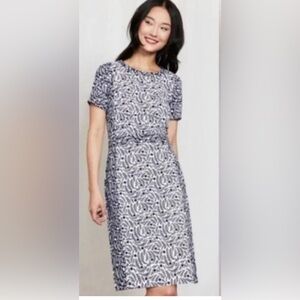 Boden Elegant Navy and White Botanical Floral Dress. Size-14L